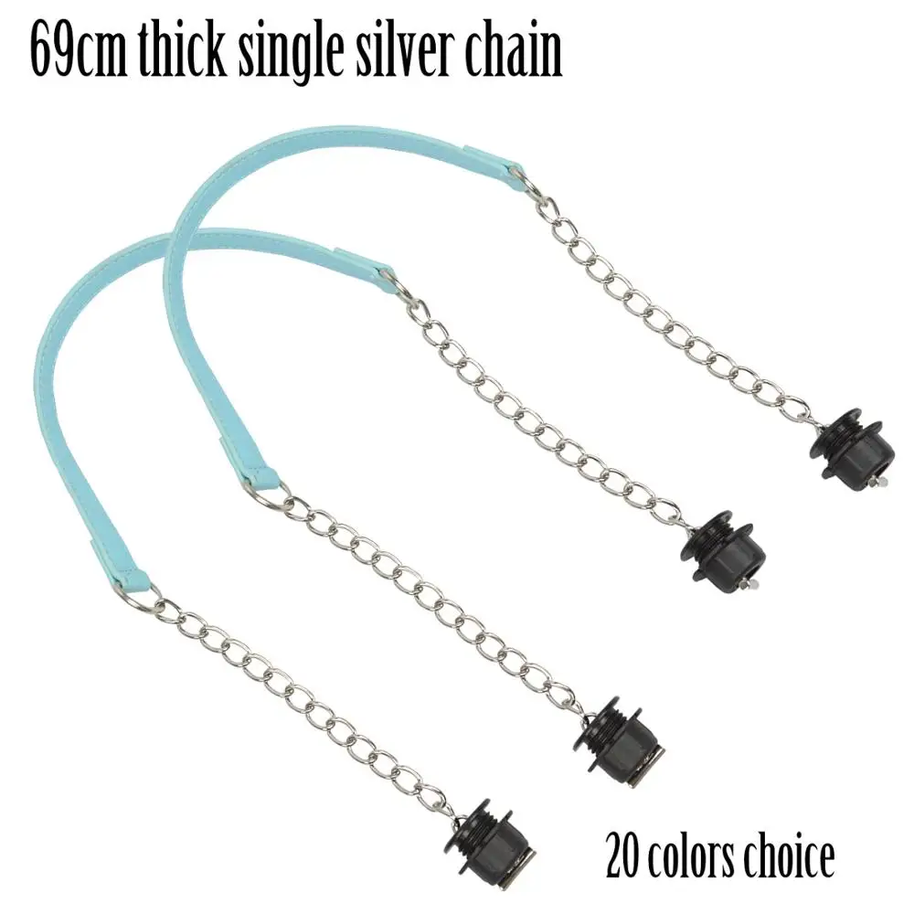 

2019 New 1 Pair Silver Short Thick Single Chain with OT metal buckle Black screws for Obag O bag Handles for Women Bag Handbags