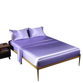 

Slik Bedding Set Bed Sheet&Mattress Cover&Pillowcase 3/4pc Twin Full Queen King Size Solid Color Bed Linen Mattress Protector