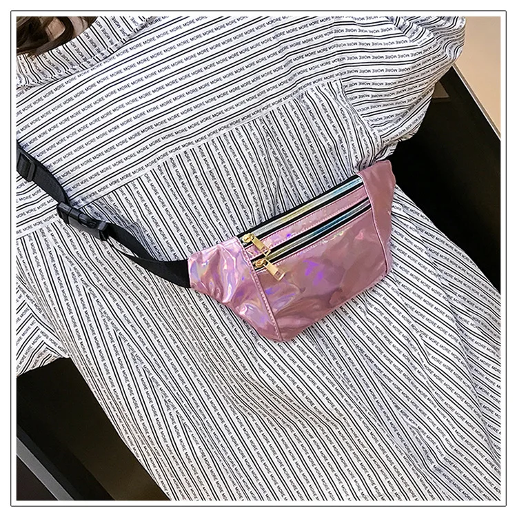 Модная женская розовая поясная сумка, ультратонкая Повседневная лазерная сумка для хранения, чехол для телефона, популярные сумки, популярная Портативная сумка Diagonle