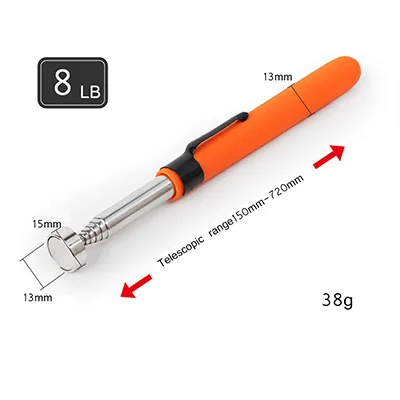 8 фунтов гибкий сверхмощный Магнитный телескопический магнитный держатель, инструмент для захвата 510 мм, Удлиняемая ручка C1348 d - Цвет: 8lb orange