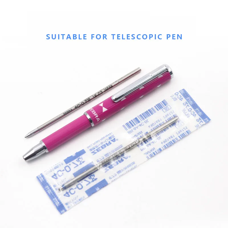 10pcs ZEBRA 4C-0.7 Ballpoint Pen Refill Metal Refill Suitable For B-1 BA26 BA55 T-3 927AG Telescopic Pen Refill 0.7mm