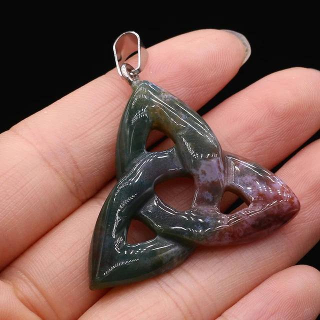 Triquetra Symbol Natural Stone Pendants Celtics Knot Agates Crystal for Jewelry Making DIY Women Necklace Earrings Crafts India Agate
