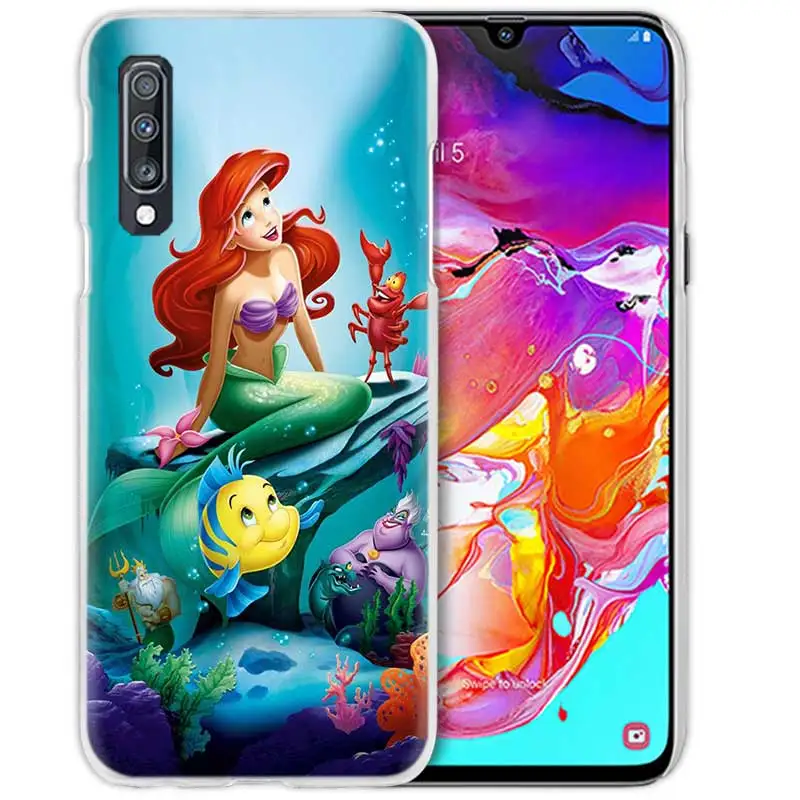 С героями мультфильмов, с рисунком «маленькая русалочка» чехол для samsung Galaxy A50 A70 A20e A80 A60 A40 A30 A20 A10 A8 A6 плюс A9 A7 жесткий чехол для телефона с рисунком в виде Coque