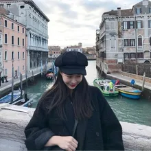 Восьмиугольная шляпа Женская Весна Осень Корея Британский Берет Шерстяная утка язык художника шляпа японская дикая Газета мальчик шляпа волна 067