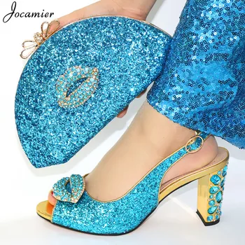 

Hot Selling African Shoe and Bags Women Italian Nigerian Shoes and Matching Bags Shoe and Matching Bag Set Decorated Sequins T62