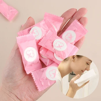 

30 Pcs Portable White Disposable Compressed Cotton Wet Water Wash Cloth Outdoor Travel Cloth Clean Face Towel Napkin