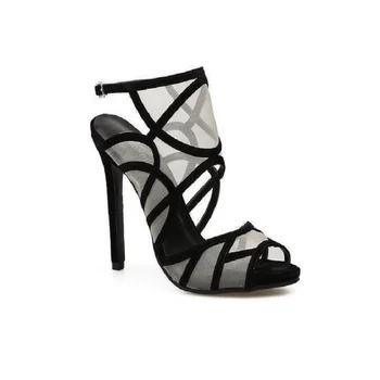 

2019 summer new color matching hollow fashion high heel sandals women's thin belt high heel stiletto women's shoes