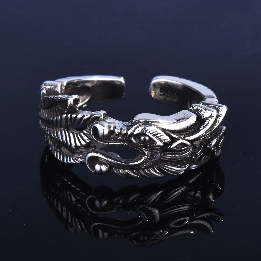 Chiny mit smok pierścień otwierający antyki złoty kolor dobra biżuteria na szczęście dla mężczyzn kobiety moda pierścień biżuteria urodziny prezent na boże narodzenie