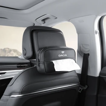 

New High Quality Universal Car Sun Visor PU Leather Tissue Box Car Accessories For Dacia LOGO Duster Logan Sandero Lodgy