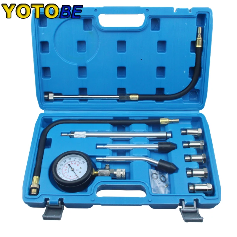 Professional AUTO TOOLS Petrol Gasoline Engine Cylinder Compression Tester Kit Cylinder Tester With 