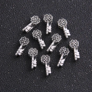

18Pcs Antique Silver Slider Spacer Beads Carved Diamond Flower Hole 10*2.5mm Leather DIY Bracelet Making Accessorie