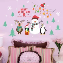 Рождественские украшения торговый центр витрина магазина стеклянные наклейки Скрапбукинг счастливый Санта Клаус снеговики, елки Xmas112
