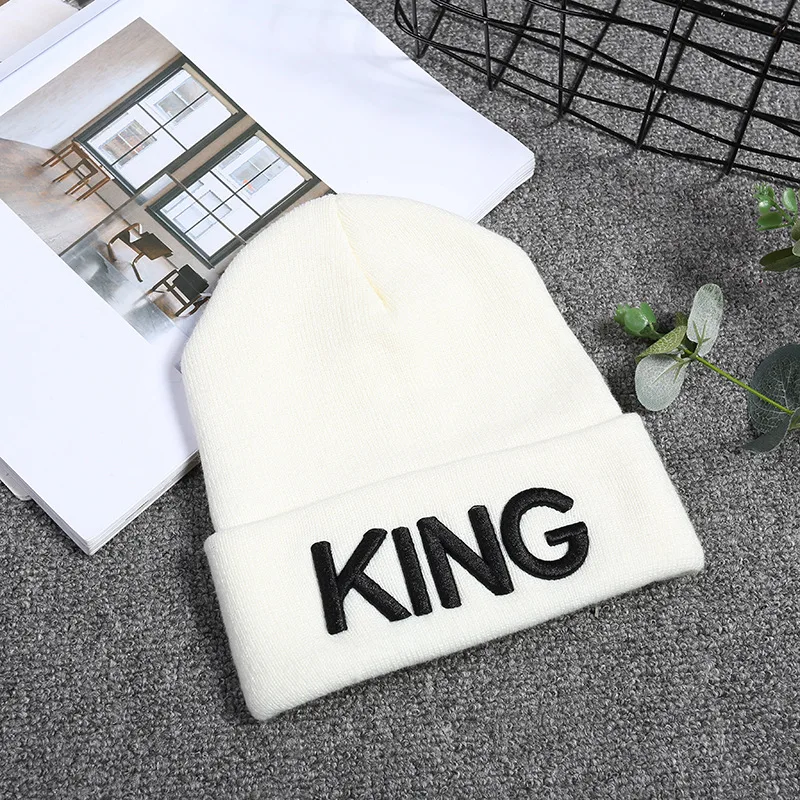 KING/QUEEN Beanie Ariana Grande вязанная шапка с вышивкой теплая зимняя мужская и женская шапка KING/QUEEN