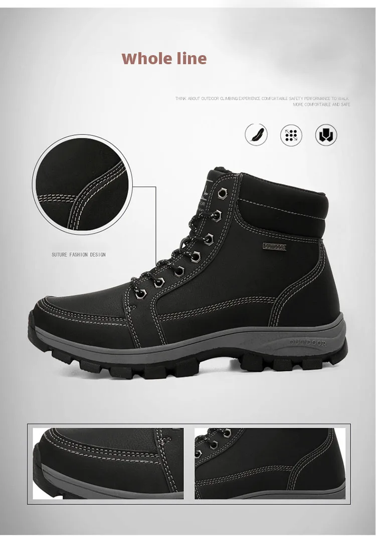 Men boots Warm Winter High Quality Plush Inside Anti Skid Bottom Outdoor Mans footwear Comfortable Plush Big Size