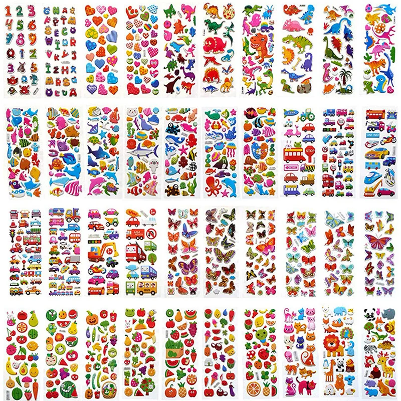 Randomly Bubble Stickers Puffy Girls Boys Kids 12pcs/Pack Kawaii for 3D Gift