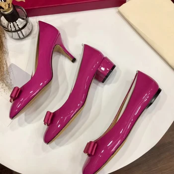 

High quality handmade women's shoes 100% leather thick heel shoes women's shoes classic flat shoes ballet shoes bow shoes 35-42