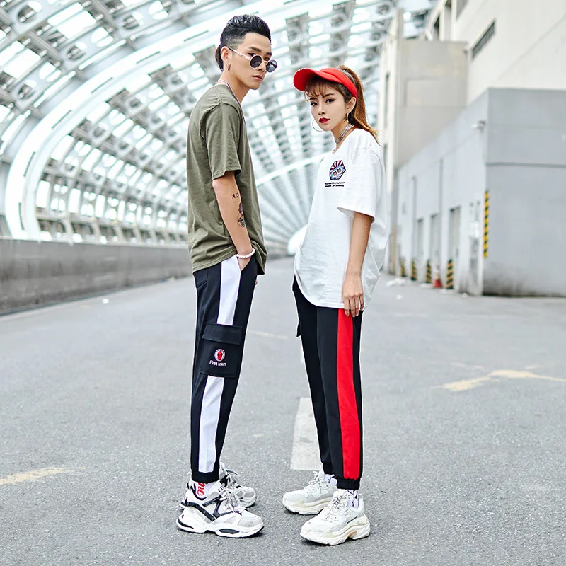 

2019 Hot Selling Bib Overall Casual Pants Korean-style Trend Slim Fit Trousers Cool Running Athletic Pants Couples Household Swe