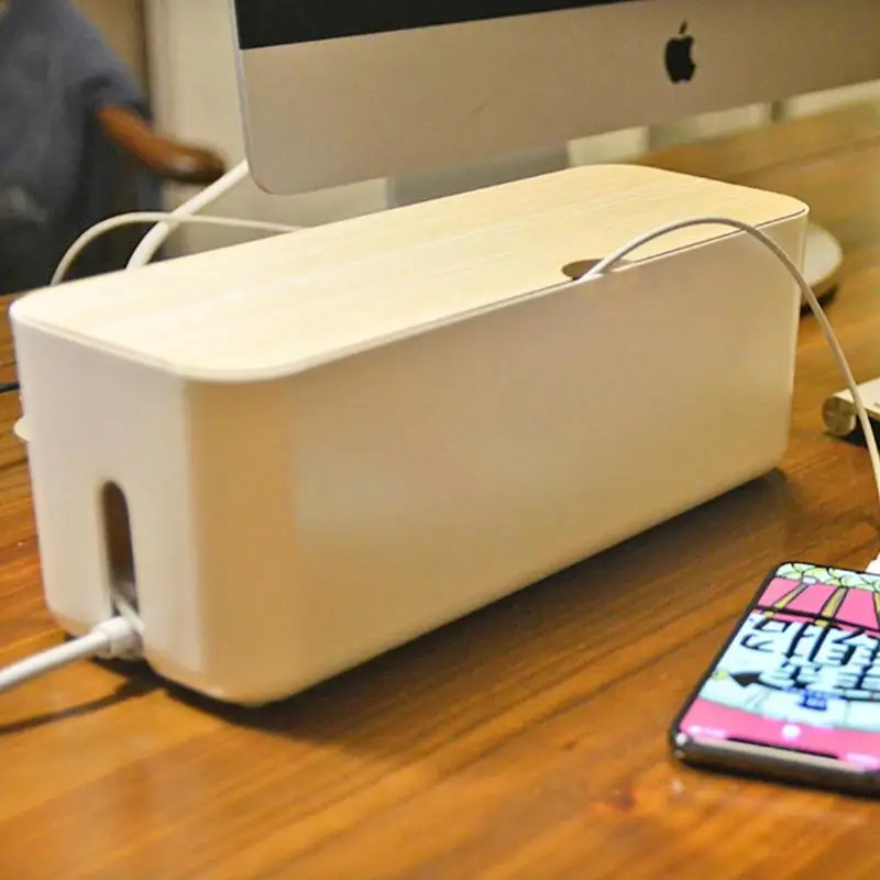 Cable Storage Box Power Strip Wire Case Anti Dust Charger Socket Organizer Desktop Network Line Storage Bin
