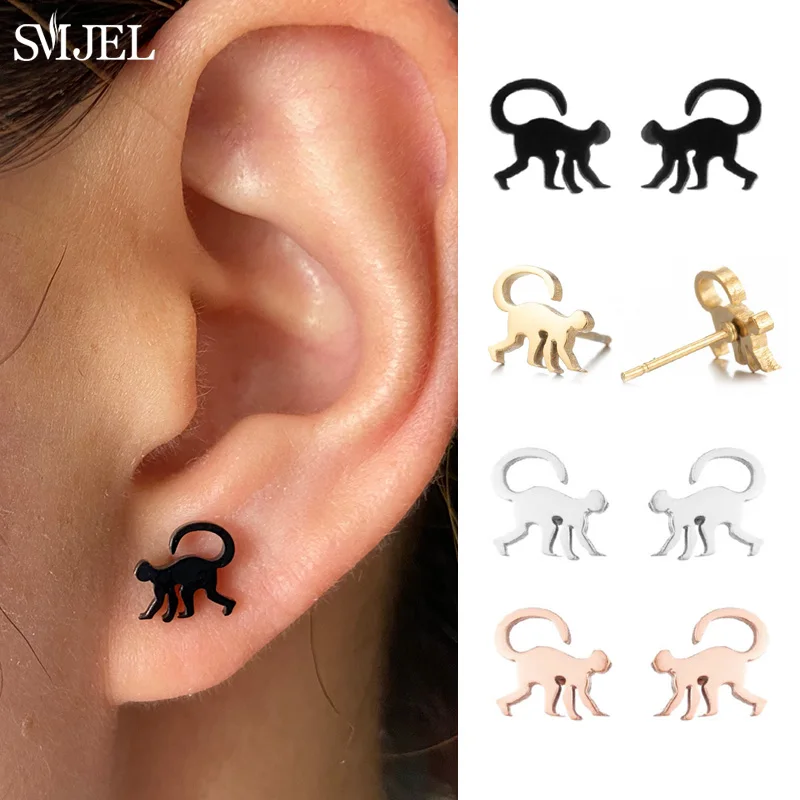 

Stainless Steel Monkey Charm Earrings For Women Childrend Small Wild Animal Earring Fashion Jewelry 2021 Pendientes Accessories