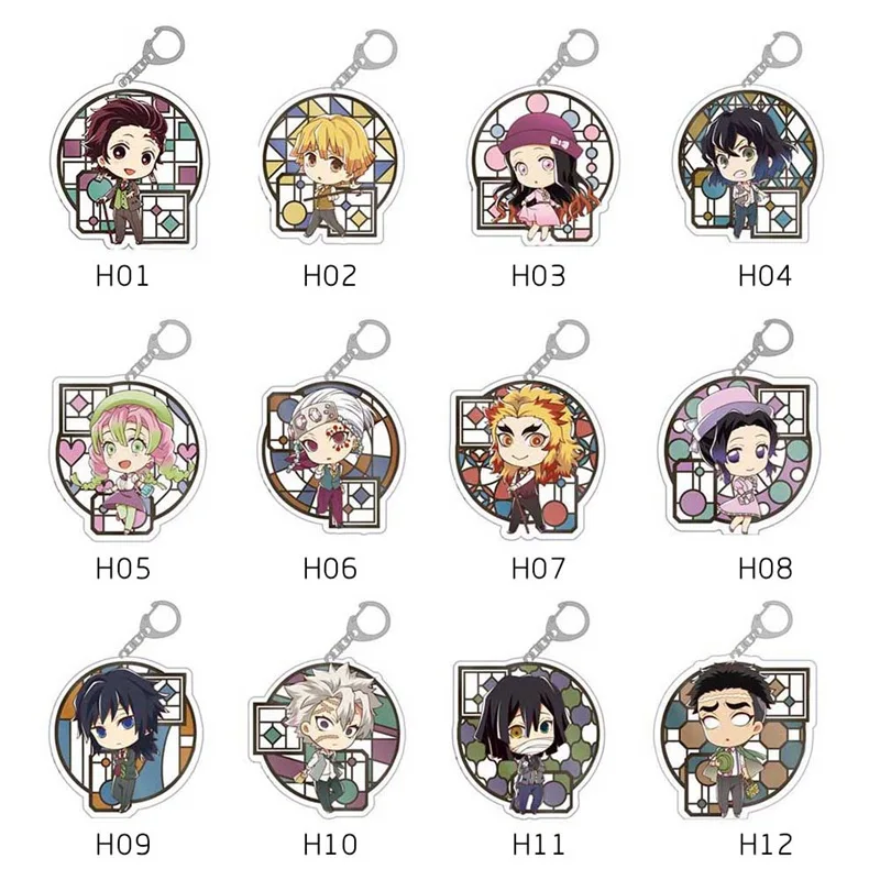

Demon Slayer:Kimetsu No Yaiba Two-sided Acrylic Keychain Cosplay Anime Pendant Keyring Key Chains