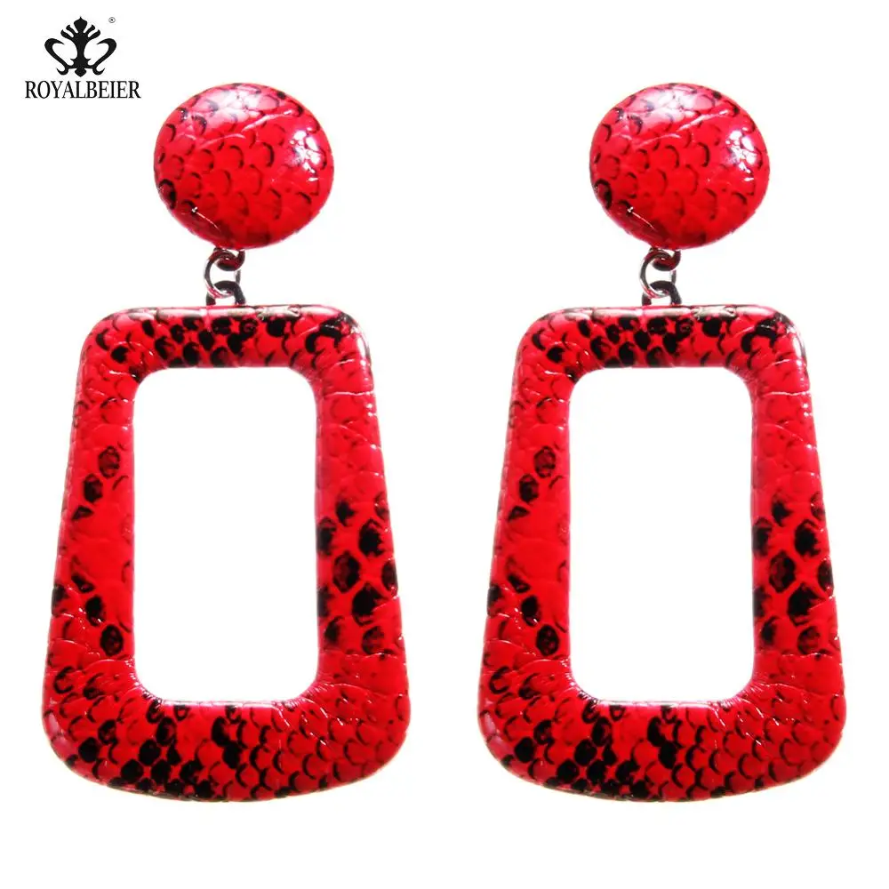 

New Bijoux Women Punk Vintage Big Snake Skin Dangle Earrings Rectangle Oversize Geometric Drop Snake Earrings Fashion Jewelry