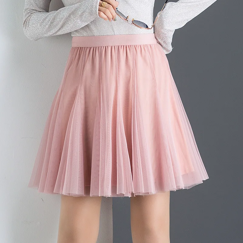 

Fashion Network Mesh Dress Skirt Women's Autumn And Winter 2018 New Style Korean-style Pleated Skirt High-waisted A- line Short