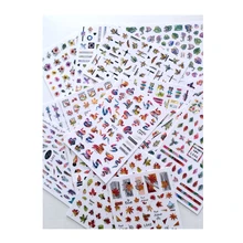 

10PCSC New Laser Maple Leaf Flower Feather Ribbon Love Nail Sticker Art Colorful Nail Art Applique Decorative Sticker