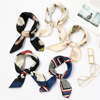 

New 50x50cm Small Square Scarf Women Fashion Retro Wild Printing Simulation Silk Scarf Ladies Handkerchief Neck Bag Accessory