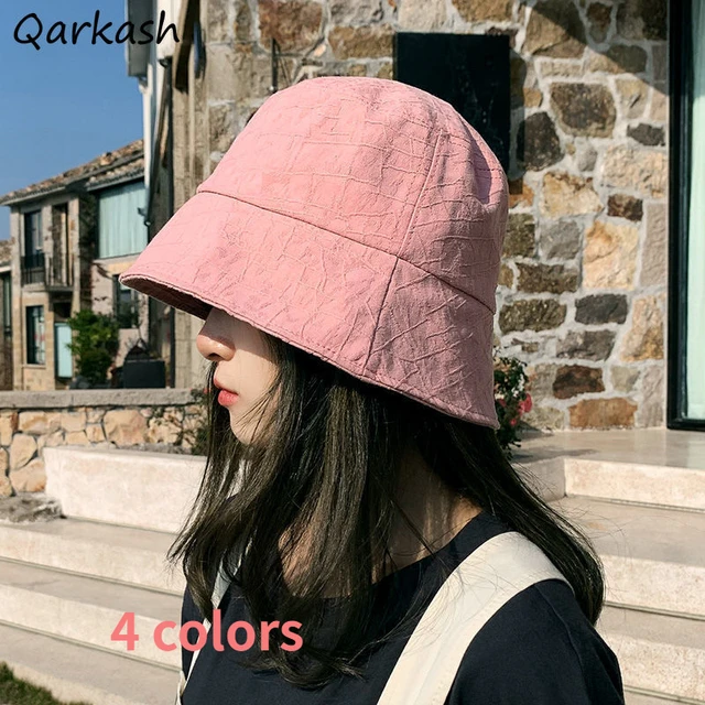 Bucket Hats Women Solid Fashion Basic Ulzzang Sun Protection Summer Ladies  All-match Outdoor 4 Colors Popular Leisure College - Bucket Hats -  AliExpress