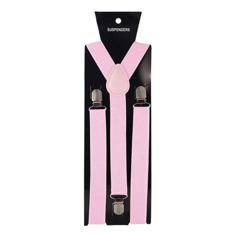 Эластичные кожаные подтяжки мужские 3 зажимы подтяжек винтажные мужские s женские подтяжки для брюк Свадебные подтяжки для юбки - Цвет: Розовый