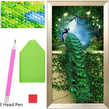 

Peacock 5D Diamond Painting Full Drill Round Embroidery Cross Stitch Mosaic Rhinestone Diamond Painting Porch Wall Home Decor