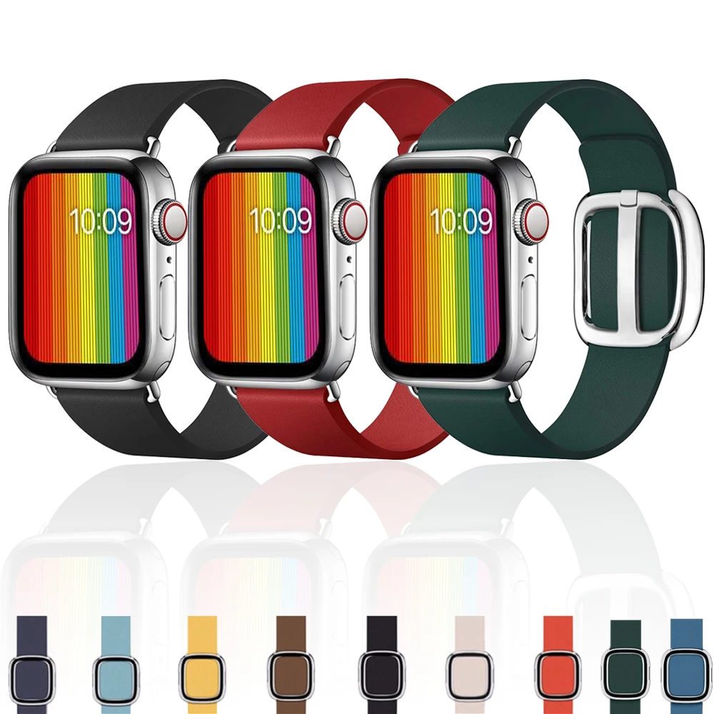 Хохлатая кожаный ремешок для Apple Watch band 4 42 мм/38 мм iwatch band 3 44 мм/40 мм correa Современный браслет ремень аксессуары для часов 2/1