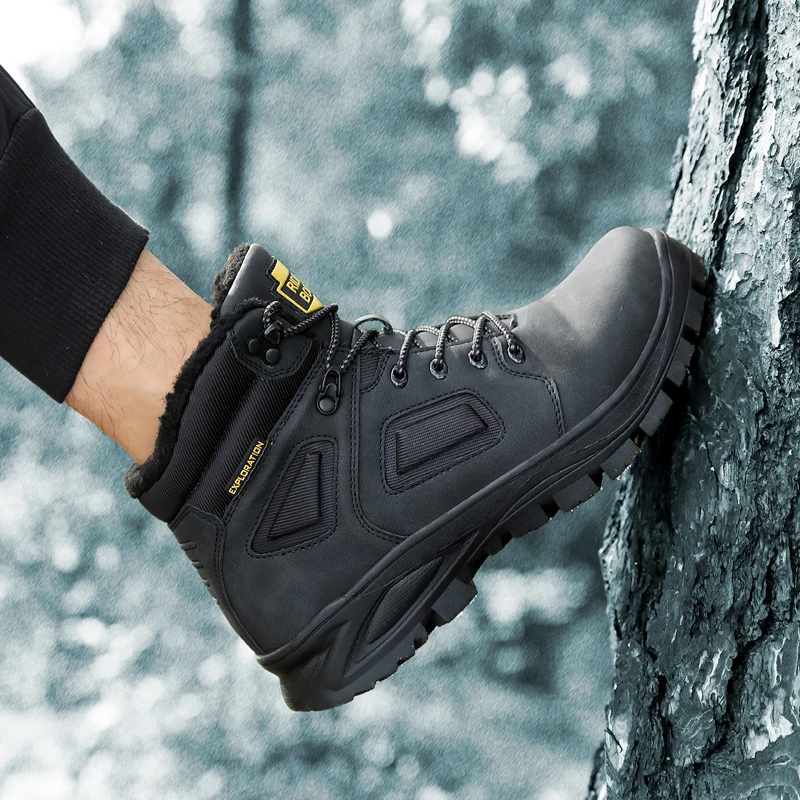 

Adult Male Shoes Non Slip Rubber Casual Work Safety Casual Ankle Boots 2019 New Brand Winter Fur Supper Warm Snow Boots For Men