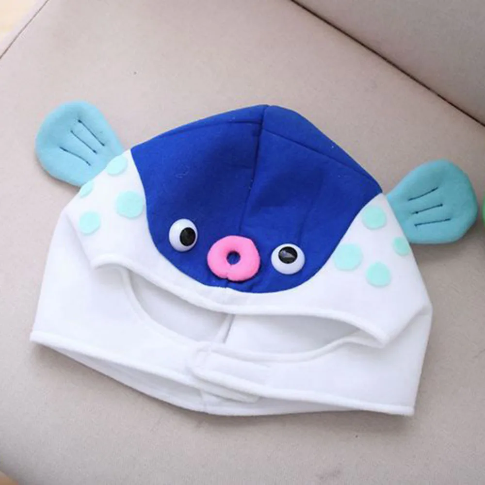

Halloween Party Cosplay Women Boys Girls Cap Globefish Beanie Plush Pufferfish Hat Photo Props