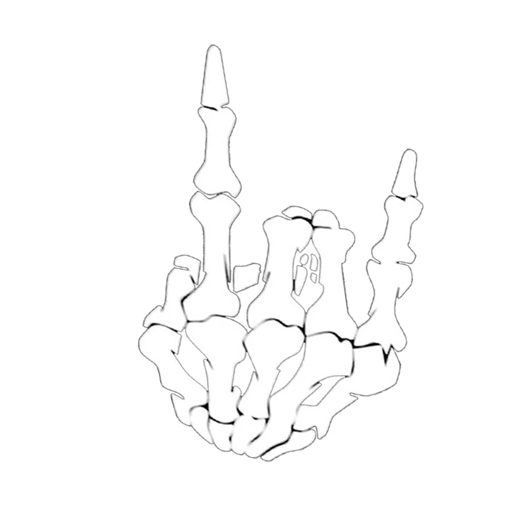 Rock Finger Skeleton Hand Cartoon Vinyl Decal Sticker (7inch Tall)