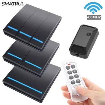 

SMATRUL smart Wireless PUSH Light Switch Electrical home 433MHZ RF Relay Remote Control Wall 220V Receiver led Lamp 1/2/3 gang