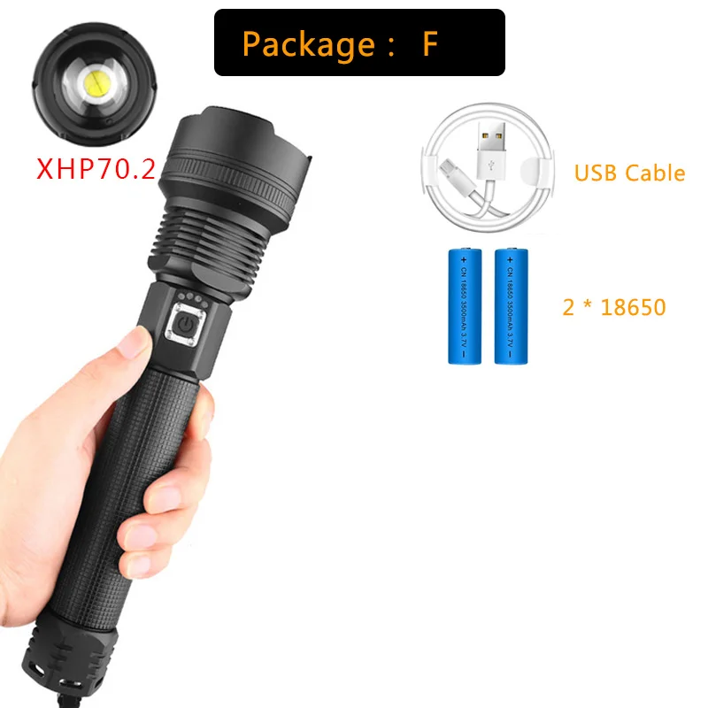 110% яркий longr-ange самый мощный XHP90 светодиодный фонарик с зумом водонепроницаемый XHP70.2 светодиодный фонарь с 18650 перезаряжаемой батареей 26650 - Испускаемый цвет: F