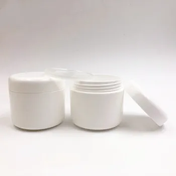 

FreeShip 8pcs 50ml 50g PP plastic white cream jars, empty cosmetic powder containers, cosmetic sample containers pots (8 colors)