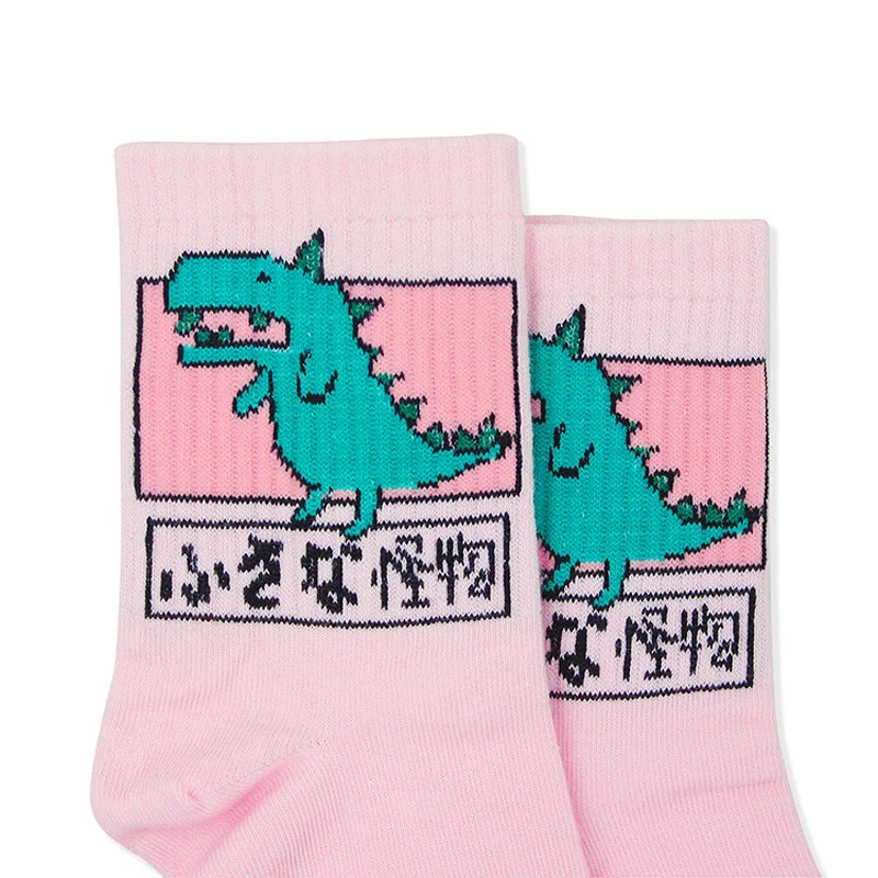 Harajuku/Хлопковые носки с динозавром; женские милые носки до щиколотки с рисунком из мультфильма; сезон осень-зима; уличная одежда; забавные носки; Skarpetki Calcetines Mujer