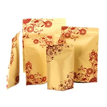 50 шт./лот, самоклеющиеся пакеты для пищевых продуктов, крафт-бумага с цветочным принтом, Упаковочные сумки, персональные индивидуальные пакеты