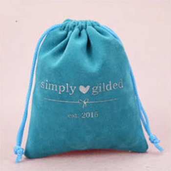 

100pcs Custom Logo Small Velvet Bag Soft Smoothly Flannel Cloth Ribbon Drawstring Storage ForBeads Jewelry Bags Containers