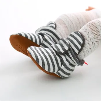 

Lovely Baby Socks Shoes Boy Girl Stripe Newborn Toddler First Walkers Booties Cotton Comfort Soft Anti-slip Infant Crib Shoes