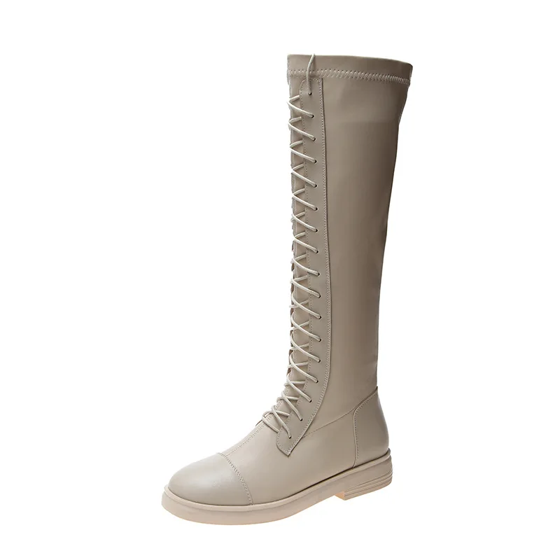 

Women's boots 2010 autumn and winter new retro straps boots flat high-top elastic boots