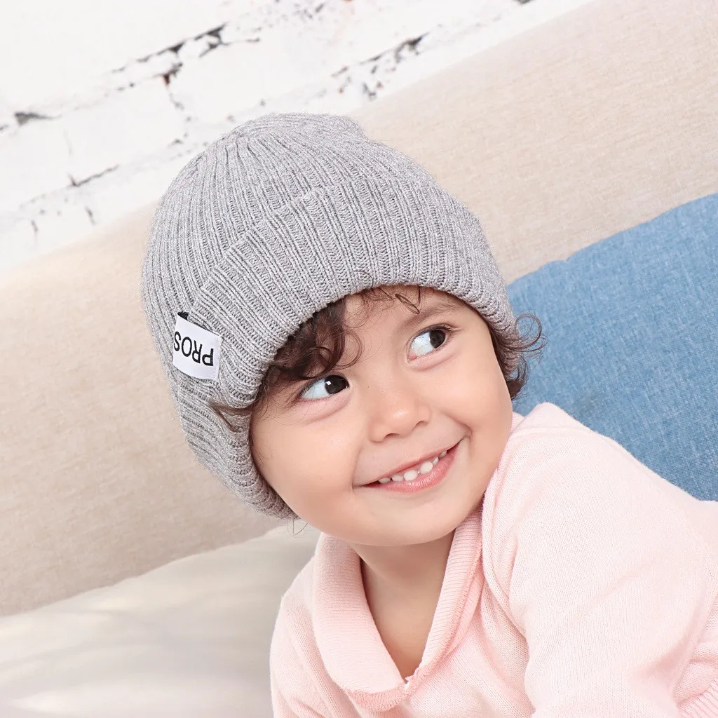 Unisex Children Baby Solid Hat Winter Autume Warm And Windproof Thread Knitted Wrap Cap Hat Acrylic One Size 1-4 years old#PYS