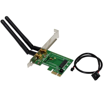 

Wireless Network Card WiFi Mini PCI-E Express to PCI-E Adapter 2 Antenna External PC
