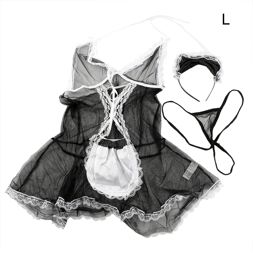 OLO сексуальные костюмы и косплей костюм горничной Babydoll униформа для женщин кружевное платье Эротическое белье Нижнее белье Сексуальное белье стринги - Цвет: L
