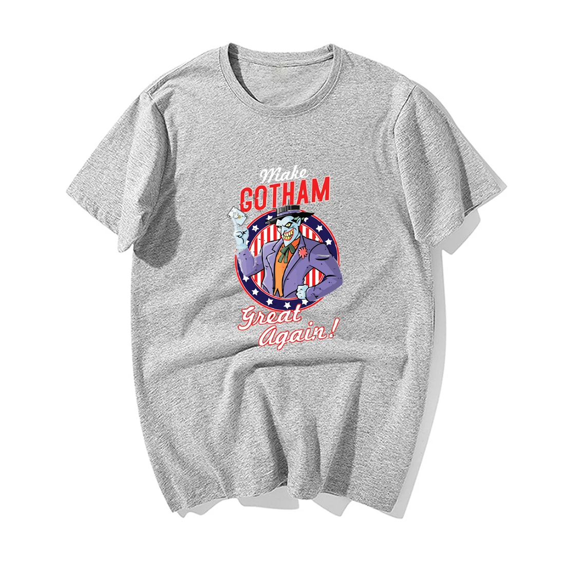 Забавная Футболка Джокер, Мужская футболка Make Gotham Great Again, модные летние повседневные топы, хлопковые футболки с коротким рукавом, топы - Цвет: Gray 6