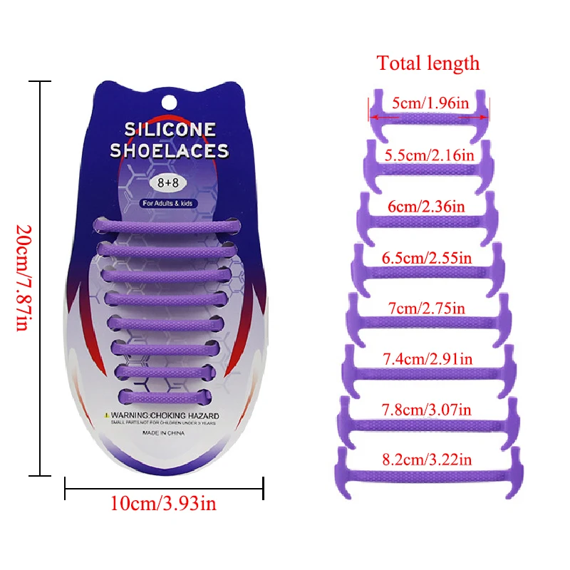 16pcs Elastic Silicone Shoelaces No Tie Shoelace Unisex Athletic Running Lazy Shoe Lace Men Women Sport Casual Sneakers Shoelace