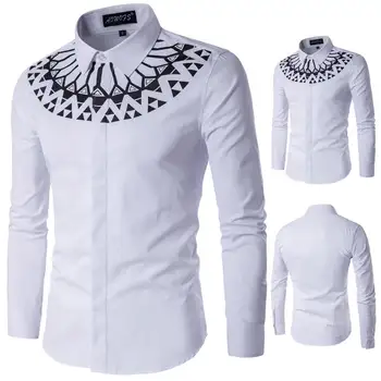 

Print Mens Designer Shirts Plus Size Solid Mens Tops Single Breasted Casual Males Apparel
