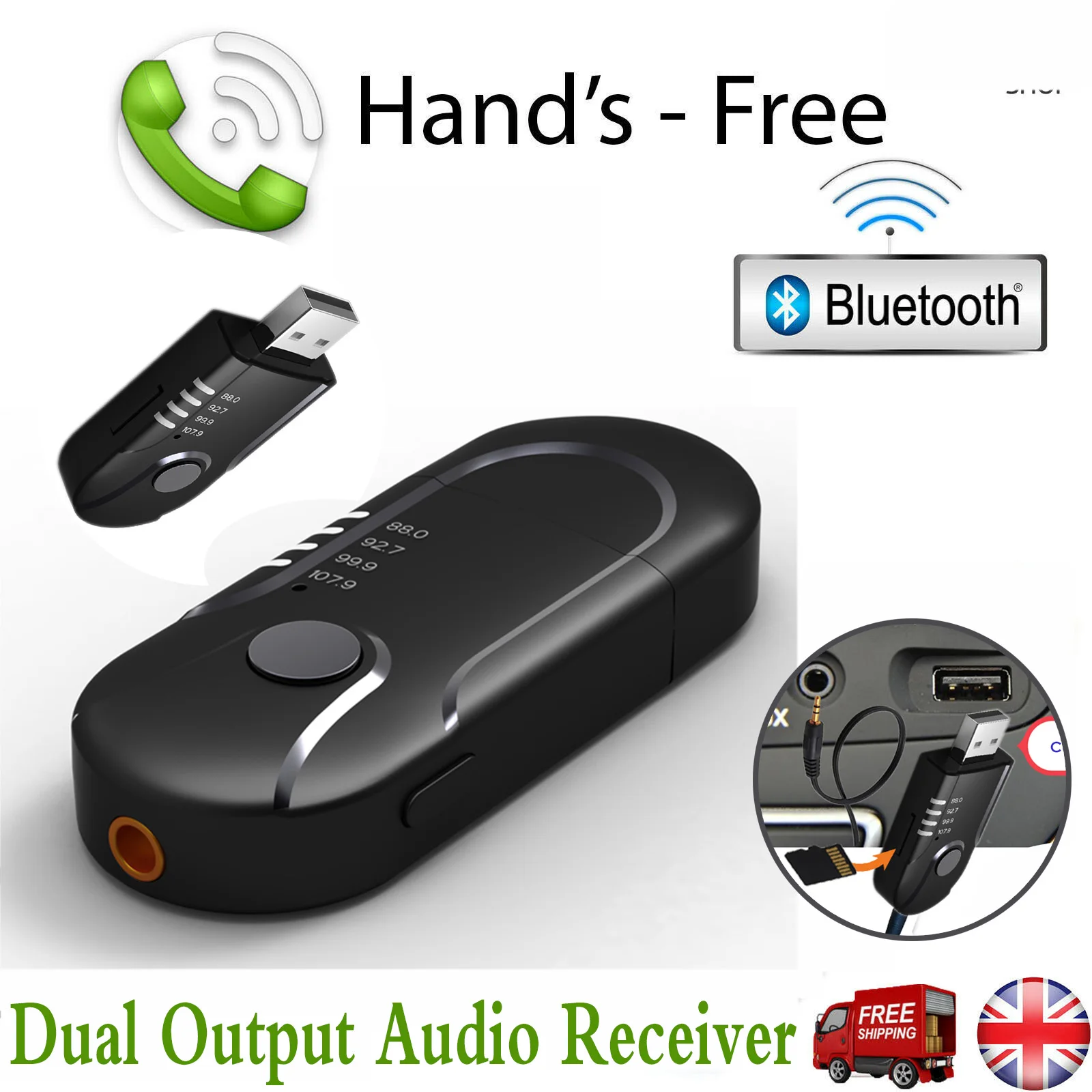 DC 5 в автомобильный Bluetooth 4,1 FM USB передатчик/3,5 мм AUX двойной выход аудио ресивер музыка плеер Поддержка A2DP стереотри Аудио режим